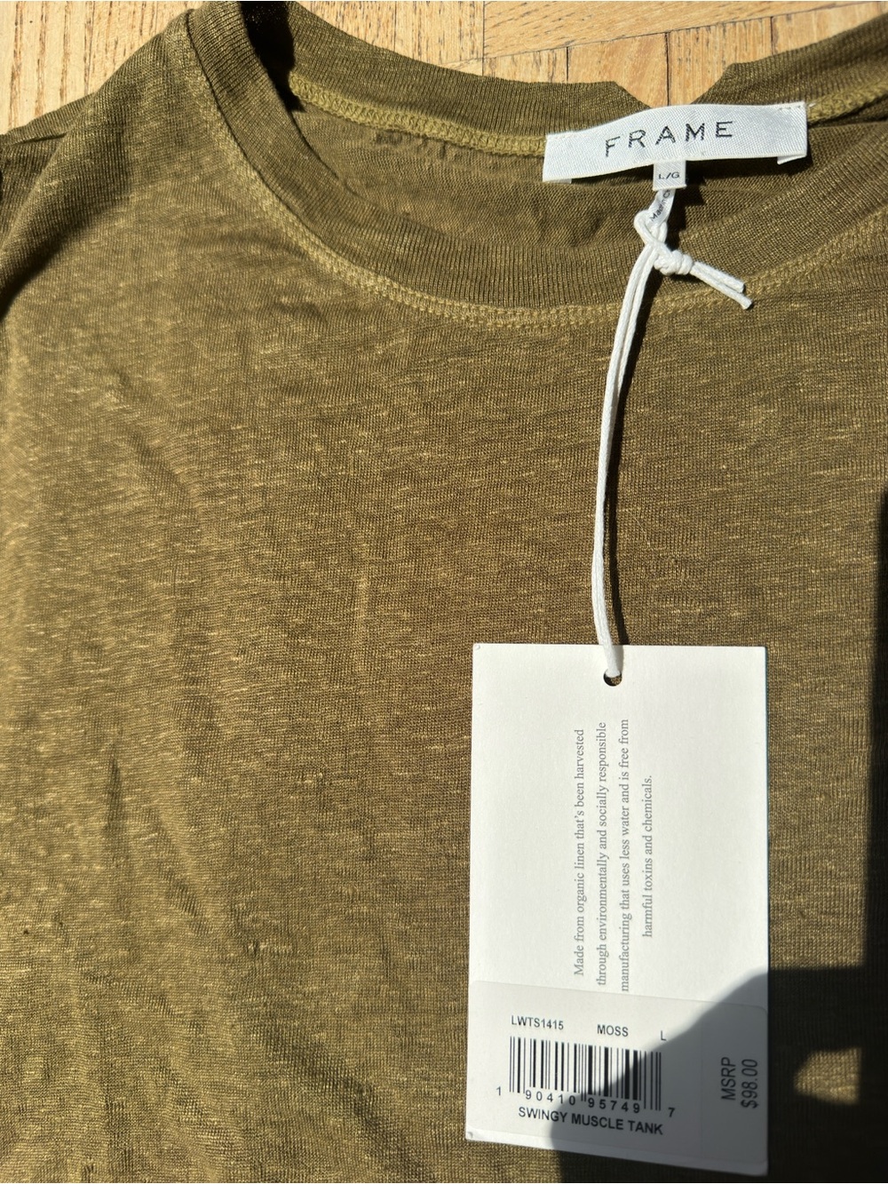 Frame Olive Sleeveless Linen-Blend Cropped Tank Top - Picture 2 of 2